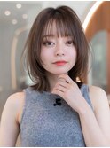 大人かわいい前髪セシルカットココアブラウンフリンジウェーブ