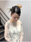 ★卒業式同窓会パーティー大人前髪シンプルシニヨン