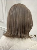 切りっぱなしボブ透明感ショコラベージュ丸みショート韓国20代