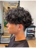 ツイストスパイラルパーマショートレイヤーマッシュツーブロック