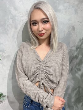 アポロ 横浜駅店(apollo) xカラー/ホワイトグレージュ/レイヤーカット/チェリーブラウン