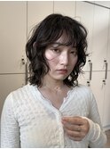 オリーブグレー/韓国風巻き/レイヤーカット/くすみベージュ/原宿