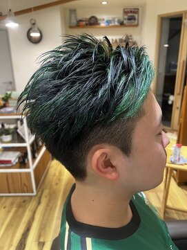 ファミリア ボンド(familiar BOND) メンズ刈り上げ×グリーンハイライトカラー