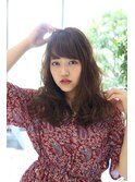 グラマラスロングくすみピンクウェーブパーマ