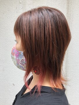 櫛の屋浜口店 ウルフ×pink＆orangeカラー《ラムネhair ヒサマツマユミ》