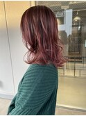 ワインレッド×ハイライトグラデーション