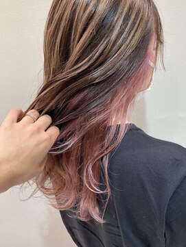ヘアーアンドメイク アンジュ 中野店(Hair&Make ange) バレイヤージュ×ピンクインナー