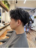 メンズヘア/メンズパーマ/ツイストスパイラル/刈り上げマッシュ