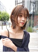 ミディアムレイヤーカットボブウルフ/10代20代/インナーカラー