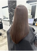 M黒髪小顔ヘアオリーブグレー艶髪クラゲヘアーココアベージュ