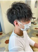 波巻きツイストスパイラル/刈り上げセンターパート/溝の口