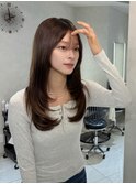韓国風レイヤーロングヨシンモリ◎シースルーバング×艶カラー