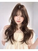 ミルクティーピンクベージュ/ハッシュカット/ワンホンレイヤー