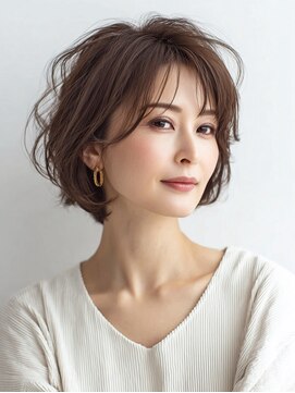 ハーツ 青山表参道店(Heart's) 白髪ぼかし脱白髪染め似合わせショートボブ40代50代60代
