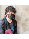 SHORT【ウルフ・パーマ・黒マスク】
