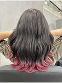 チェリーピンク/裾カラー/グラデーションピンク/ピンクカラー