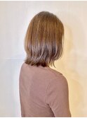 20代30代40代シアーピンク透明感くびれボブ外ハネ乾かすだけ