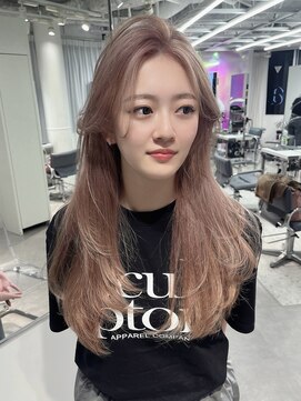 ラルム 新宿(LARME) ロングレイヤー×ピンクベージュ(新宿/韓国/ハイトーン/前髪)