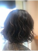 小顔無造作ウェーブボブ