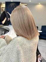 エアー 青山(AIR) ミルクティーベージュセミロングハイトーンカラー