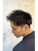 20代30代黒髪スパイキーアップバングフェードジェットモヒカン