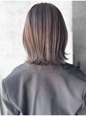 インナーカラー外ハネボブパーマくびれボブくびれミディアムボブ
