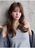 大人可愛いくびれロング×透けバング