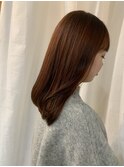 オレンジカラー 艶カラー オルチャンヘア