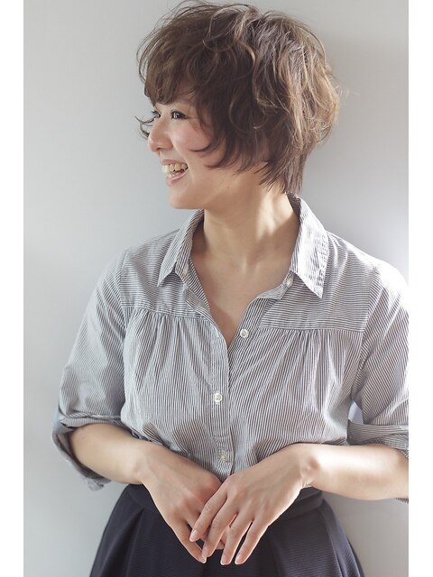 ニュアンスカールの丸みショートヘア/横浜髪質改善