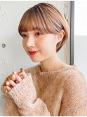 ショートボブ愛され斜めバングサイドバングうる艶髪薄めバング
