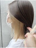 イヤリングカラーブロンドベージュ外ハネボブ大人ショートボブ