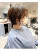ウェーブミディアム似合わせカットメルティカラーショート/柏柏