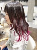 ピンク裾カラー