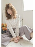 濡れ髪　切りっぱなし　オリーブカラー　セミウェットウェーブ