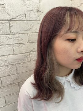 アジールヘア 所沢プロペ通り店(agir hair) イヤリングカラーベージュブリーチインナーカラー所沢川越狭山