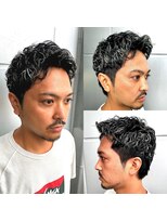 メグロバーバーショップロッポンギ 目黒六(MEGURO BARBER SHOP 6PPONGI)&nbsp;スパイキーショート×ホワイトメッシュ×ニュアンスパーマ