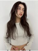 小顔薄めバングシアーカラーレイヤーナチュラルカール前髪美髪