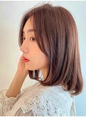 大人可愛いボブ前上がりボブミディアム前髪なし３０代４０代