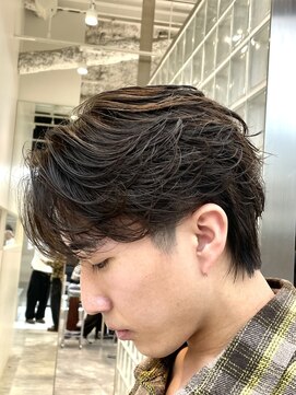 フィフスパーク(fifth PARK) 渋谷センターパートフェザーパーマ色気毛流れパーマメンズカット