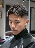 MEN'S/ハイライト×アップバングショート/フェード