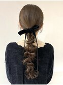 逗子葉山編みおろしあみおろしリボンアレンジヘアアレンジ結婚式