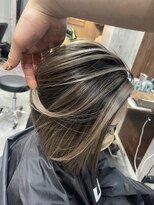 ラフ(LAFF)&nbsp;#バレイヤージュ#グレージュカラー#ボブウルフ#ココアベージュ