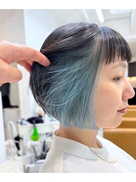 レイリー 原宿 表参道(Rayreee) ぷつっとミニボブ/インナーグリーン