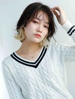 ヘアメイク アージュ 天神西通り店(HAIR MAKE age)&nbsp;シースルーバング　ダブルカラー　インナーカラー　ボブ