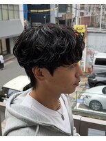 ビカムメンズヘアー 栄店(become men's hair)&nbsp;シャドウパーマダウンパーマメンズ韓国ヘアシースルーマッシュ