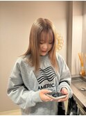 ケアブリーチミルクティーベージュカラーレイヤーカット韓国ヘア