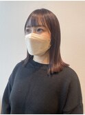 くすみベージュ/透明感カラー/グレージュ/切りっぱなしロブ/20代