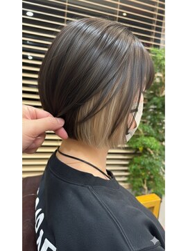 リレーション(Relation) アッシュブラウン×シルキーベージュ大人可愛いミニボブ20代30代