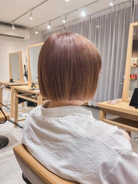 切りっぱなし コンパクトボブ ニュアンスピンク【1ブリーチ】