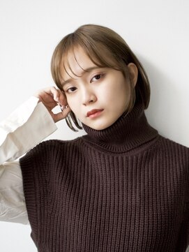 大人かわいい艶感ボブ×ナチュラルモカブラウン